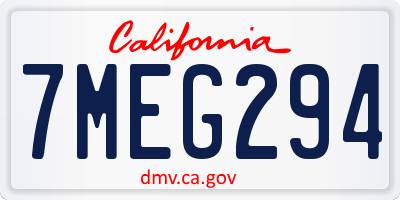 CA license plate 7MEG294