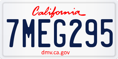 CA license plate 7MEG295