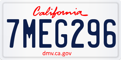 CA license plate 7MEG296
