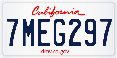 CA license plate 7MEG297