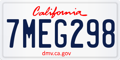 CA license plate 7MEG298
