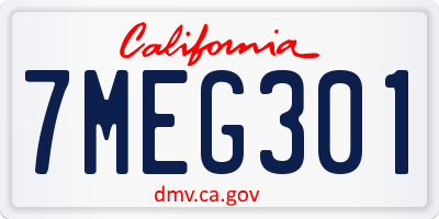 CA license plate 7MEG301