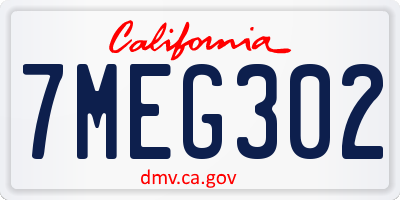 CA license plate 7MEG302