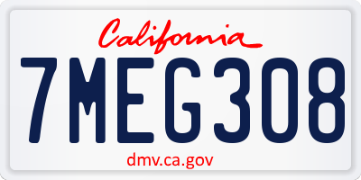 CA license plate 7MEG308