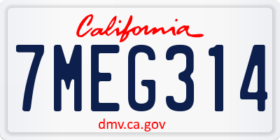 CA license plate 7MEG314