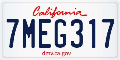 CA license plate 7MEG317