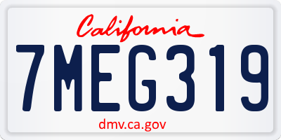 CA license plate 7MEG319