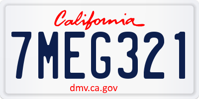 CA license plate 7MEG321
