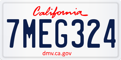 CA license plate 7MEG324
