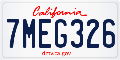 CA license plate 7MEG326