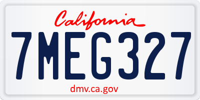 CA license plate 7MEG327