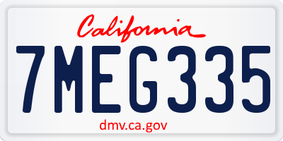 CA license plate 7MEG335