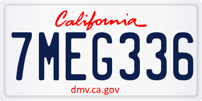 CA license plate 7MEG336