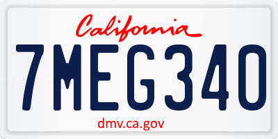 CA license plate 7MEG340