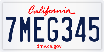 CA license plate 7MEG345