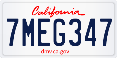 CA license plate 7MEG347