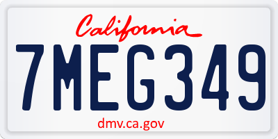 CA license plate 7MEG349