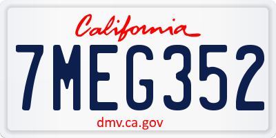 CA license plate 7MEG352