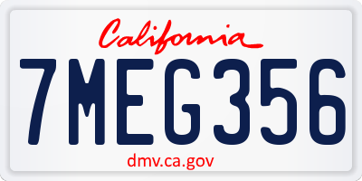 CA license plate 7MEG356