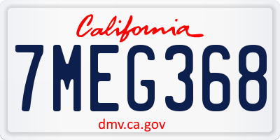 CA license plate 7MEG368