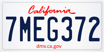 CA license plate 7MEG372