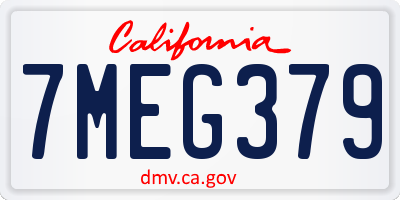 CA license plate 7MEG379