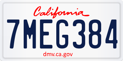 CA license plate 7MEG384