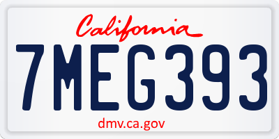 CA license plate 7MEG393