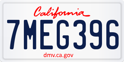 CA license plate 7MEG396