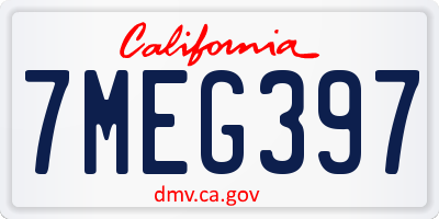 CA license plate 7MEG397