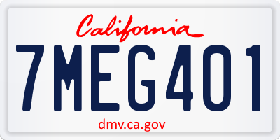 CA license plate 7MEG401