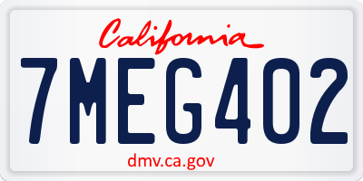 CA license plate 7MEG402