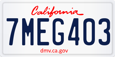 CA license plate 7MEG403