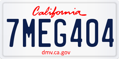 CA license plate 7MEG404