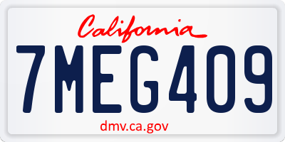 CA license plate 7MEG409