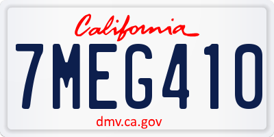 CA license plate 7MEG410