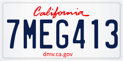 CA license plate 7MEG413