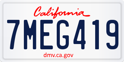 CA license plate 7MEG419