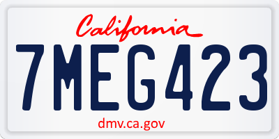 CA license plate 7MEG423