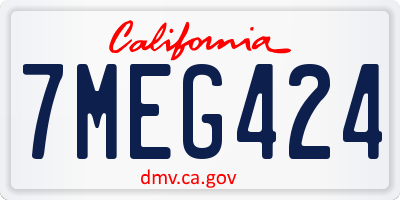CA license plate 7MEG424