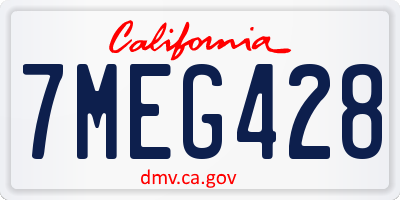 CA license plate 7MEG428