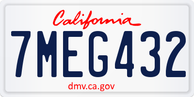 CA license plate 7MEG432