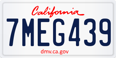 CA license plate 7MEG439