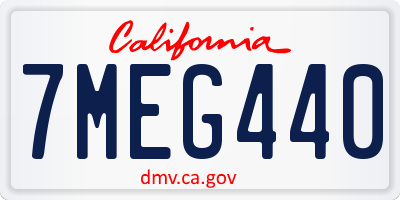 CA license plate 7MEG440