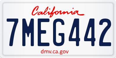 CA license plate 7MEG442