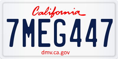 CA license plate 7MEG447