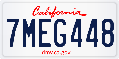 CA license plate 7MEG448