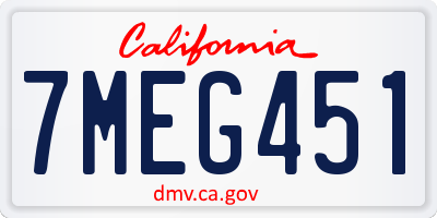CA license plate 7MEG451