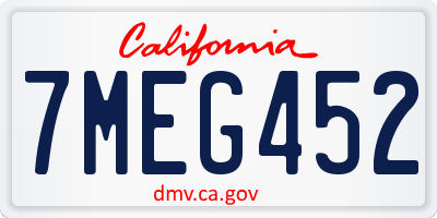 CA license plate 7MEG452