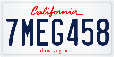 CA license plate 7MEG458
